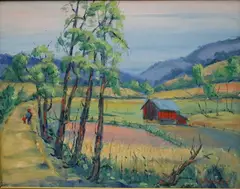 Richard Schultz, Country Stroll, Oil on board