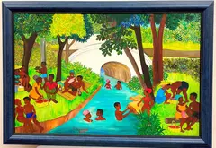Dieudonne Pluviose, River Scene, circa 1970's, Oil on board