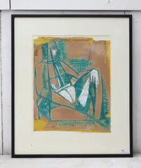 Robert Johnson Washington, Robert Johnson Washington (1913-1997) A study of a reclining figure, graphite and a chromium and iron oxide wash