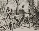 William Washington, William Washington (1885-1956) ‘Sketch for engraving Winter Fuel’ pencil