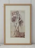 Robert Johnson Washington, Robert Johnson Washington (1913-1997) A study of a nude holding a bowl graphite and an iron oxide wash 38.5 x 20cm