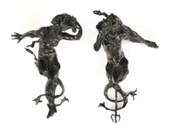 Georges de Kerveguen, Georges de Kerveguen (French, 1893, 'Nereids' a pair of black patinated bronze wall appliqués