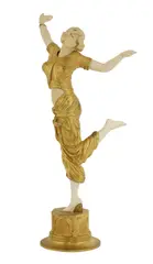 Claire Jeanne Roberte Colinet, Claire-Jeanne Roberte Colinet (Belgian, 1880, a gilt-bronze and ivory figure of a dancer