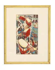 Lill Tschudi, Untitled, 1911, 1911-2004) London Buses (Coppel LT85) linocut printed in colours