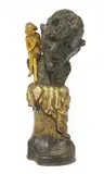 Roland Paris, Roland Paris (Austrian, 1894, a patinated bronze and cold painted figure of a satyr and a nymph