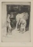 George Soper, Untitled, George Soper (1870-1942) The blacksmith's forge etching