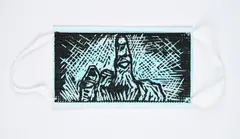 Mask (Middle Finger) by Ai Weiwei, 2020, Serigrafie auf Einwegmaske, sold Nov 2024