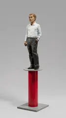 Ohne Titel (Lörrach Mann) by Stephan Balkenhol, 2017, Bronze und Edelstahl, patiniert und farbig gefasst, sold Jun 2024