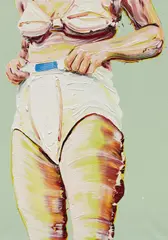 Cornelius Völker, Ohne Titel (Feinripp), 1998, Öl auf Leinwand