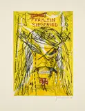 Jonathan Meese, Fräulein Siegfried.., 2004, Kombinationsdruck aus Farbradierung und Farblinoldruck auf Arches (Wasserzeichen)