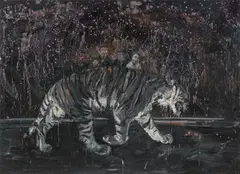 Shen Liang, Watching a Tiger, 2008, Öl auf Leinwand