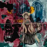 Oliver Dorfer, "The yolo iteration 11", 2017, Jeweils: Mischtechnik auf Acrylglas