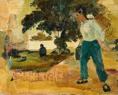 Shen Liang, The Scout in the Machine Shop, 2000er, Öl auf Leinwand