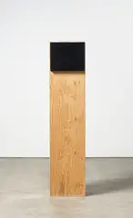 Katinka Pilscheur, Designo Schwarz, 2015, Mercedes-Lack auf Leinwand. An Holzstele