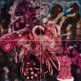 Oliver Dorfer, "The yolo iteration 5", 2017, Jeweils: Mischtechnik auf Acrylglas