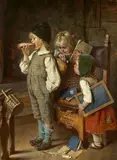Hermann Kaulbach, Das Pausenbrot, Öl auf Holz