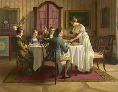 Emil Brack, Der Antritts-Besuch, Öl auf Leinwand
