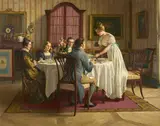 Emil Brack, Der Antritts-Besuch, Öl auf Leinwand