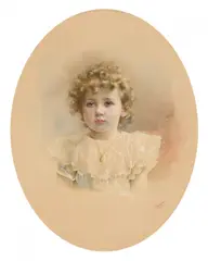 Arthur Marx, Mädchenporträt, Aquarell und Gouache auf Papier