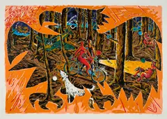 Jörg Immendorff, Rimbaudvogel, 1993, Farbserigrafie auf Bütten