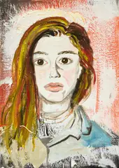 Elke Krystufek, Ohne Titel, 1996, Mischtechnik auf Leinwand