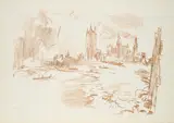 Oskar Kokoschka, House of Parliament I (Aus: London from the River Thames), 1967, Farblithografie auf BFK RIVES (Wasserzeichen)