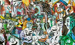 Erró, Ohne Titel (Hommage a Picasso), 2020, Mischtechnik auf Leinwand (Digitaldruck von Hand überarbeitet)