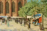 Constantin Gerhardinger, Die Auer Dult auf dem Münchener Mariahilf Platz, 1918, Öl auf Leinwand