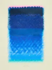 Chromatik Rosa-Blau by Heinz Mack, 2001, Farbserigrafie auf Bütten, sold May 2024