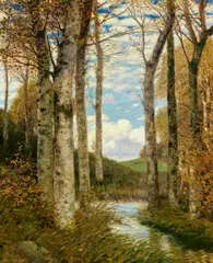 "Quell im Herbst" by Hans am Ende, Öl auf Holz, sold Nov 2024