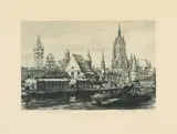 Wilhelm Reiss, Der Mainkai in Frankfurt, Radierung auf Papier