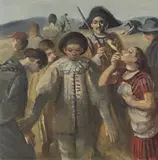 Harald Metzkes, Pierrot und Harlekin, 1981, Öl auf Leinwand