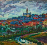 Otto Möller, Thüringer Landschaft, 1912, Öl auf Rupfen