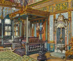 Hikmet Onat, Palast-Interieur, 1955, Öl auf Leinwand