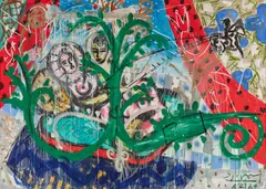 Stefan Szczesny, "Liebespaar", 1982/87, Acryl auf Leinwand
