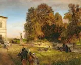 Oswald Achenbach, Im Park der Villa Borghese, 1888, Öl auf Leinwand