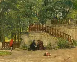 Ferdinand Brütt, "Parkszene", Öl auf Leinwand
