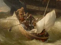 Andreas Achenbach, Das Lotsenboot, 1880, Öl auf Leinwand
