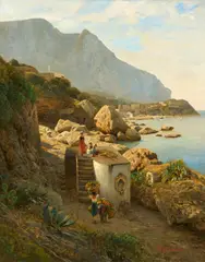 Albert Flamm, Küste von Capri mit der Marina Grande, Öl auf Leinwand