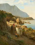 Albert Flamm, Küste von Capri mit der Marina Grande, Öl auf Leinwand