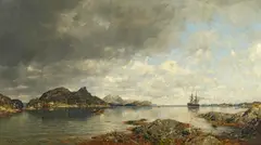 Georg Anton Rasmussen, Große Fjordlandschaft, 1885, Öl auf Leinwand