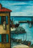 Frans Masereel, Maison sur le port, 1961, Öl auf Holz