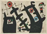 Aus: Le lézard aux plumes d'or by Joan Miró, 1971, Farblithografie auf Japan, sold Aug 2024