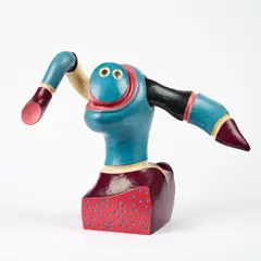 Otmar Alt, Eulenspiegel, 1975, Holz, farbig gefasst