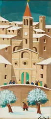 Norberto Proietti, Il Campanile, Acryl auf Karton auf Leinwand