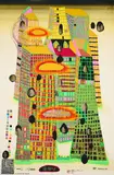 Friedensreich Hundertwasser, Good Morning City - Bleeding Town, 1970/71, Farbserigrafie (2 Farben phosphoreszierend) und Metallprägung auf leichtem Karton