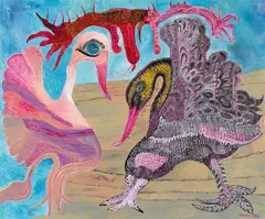 Ursula Schultze-Bluhm, Le langage des cygnes, 1995, Öl auf Leinwand