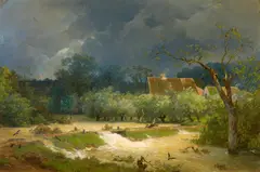 Andreas Achenbach, Flut am Niederrhein, 1877 (?), Öl auf Leinwand