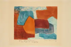 Serge Poliakoff, Composition rouge et bleue, 1969, Farbaquatinta auf Arches (Wasserzeichen)