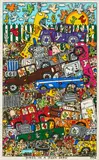 James Rizzi, Birds in a Junkyard, 1996, Farbserigrafie (3-D Druck) auf leichtem Karton